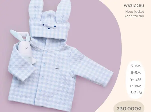 W631c2bu - Áo Khoác Nous Jacket Xanh Tai Thỏ Vải Nu Choux - Màu Xanh