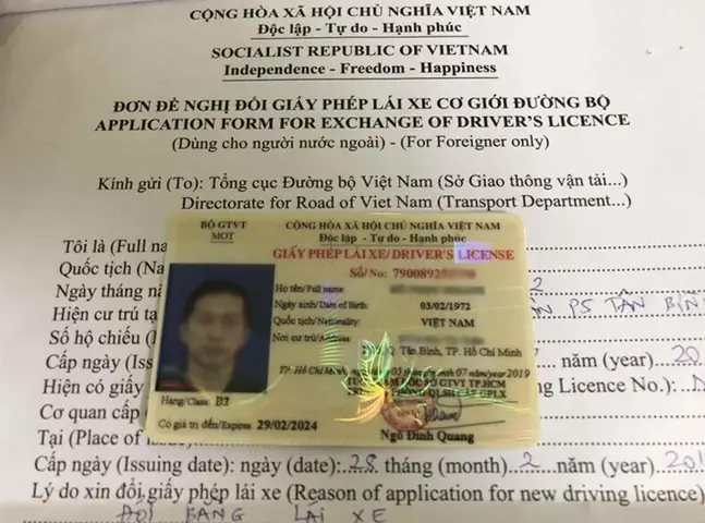 Đơn Đề Nghị Đổi Bằng Lái Xe Ô Tô