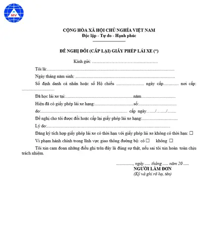 Hướng Dẫn Chi Tiết Cách Viết Mẫu Đơn Xin Cấp Đổi, Cấp Lại Giấy Phép Lái Xe