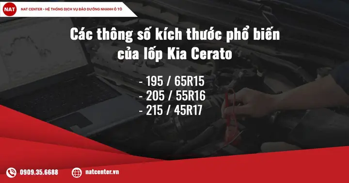 Các Thông Số Lốp Phổ Biến Của Kia Cerato