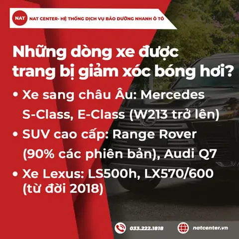 Những Dòng Xe Nào Thường Được Trang Bị Giảm Xóc Bóng Hơi?