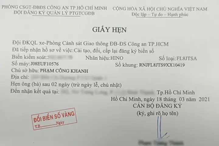 Giấy Hẹn Lấy Cà Vẹt Xe Ô Tô: Quy Trình Và Những Lưu Ý Quan Trọng
