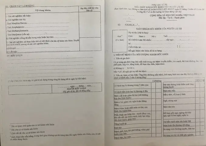 Mẫu Giấy Khám Sức Khỏe Học Lái Xe Ô Tô ?