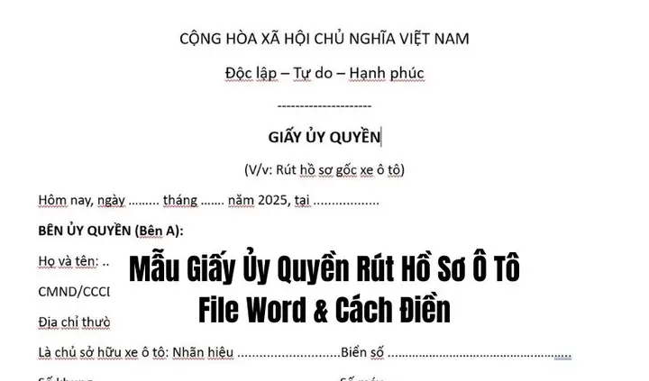 Giấy Ủy Quyền Rút Hồ Sơ Xe Ô Tô: Hướng Dẫn Chi Tiết, Mẫu Chuẩn & Điểm Cần Lưu Ý