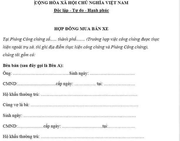 Hợp Đồng Chuyển Nhượng Xe Ô Tô: Hướng Dẫn Chi Tiết