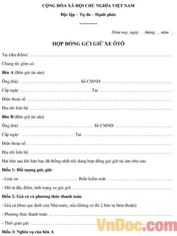 Hợp Đồng Gửi Xe Ô Tô Vào Công Ty: Toàn Diện & Chi Tiết