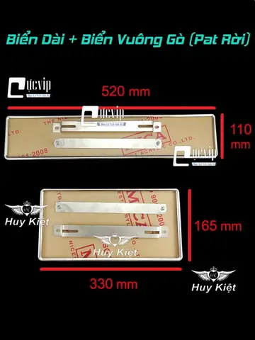 Bộ 2 Khung Biển Số Xe Hơi, Ô Tô Kích Thước Mới Kèm Mica Có Viền Inox Cho Xe Đăng Ký Biển Mới 2022 - 2023 (biển Trắng, Vàng, Xanh)