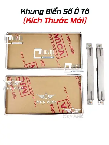 Bộ 2 Khung Biển Số Xe Hơi, Ô Tô Kích Thước Mới Kèm Mica Có Viền Inox Cho Xe Đăng Ký Biển Mới 2022 - 2023 (biển Trắng, Vàng, Xanh)