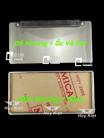 Bộ 2 Khung Biển Số Xe Hơi, Ô Tô Kích Thước Mới Kèm Mica Có Viền Inox Cho Xe Đăng Ký Biển Mới 2022 - 2023 (biển Trắng, Vàng, Xanh)