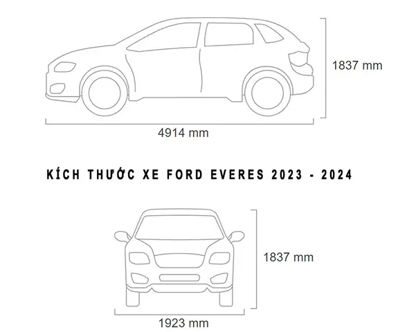 Kích Thước Tổng Thể Ford Everest