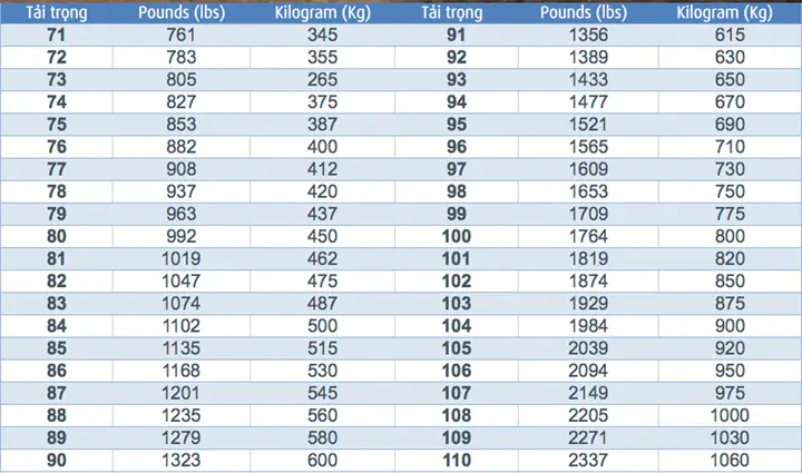 Chi Tiết Chỉ Số Tải Trọng Lốp Xe Ô Tô