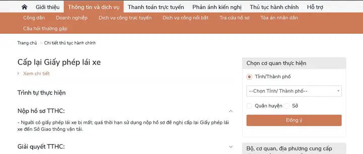 2. Thủ Tục Làm Lại Bằng Lái Xe Bị Mất Online Qua Cổng Dịch Vụ Công