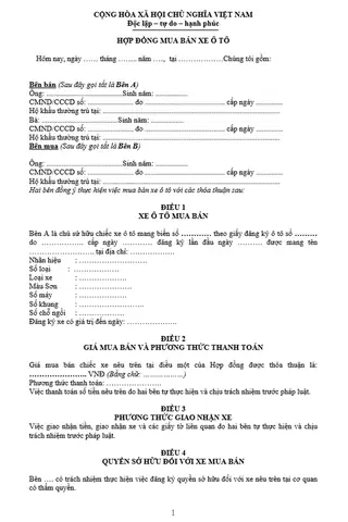A.hợp Đồng Mua Bán Xe Ô Tô