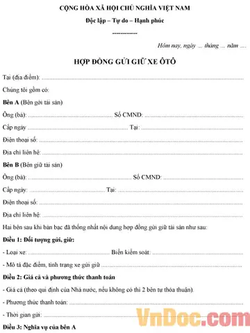 Bản Chất Pháp Lý Và Vai Trò Của Hợp Đồng Ký Gửi Xe Ô Tô