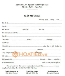 Mẫu Giấy Mượn Xe Máy