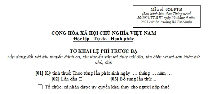 Mẫu Khai Thuế Trước Bạ Xe Ô Tô? Mẫu Tờ Khai Thuế Trước Bạ Xe Ô Tô Mới Nhất?