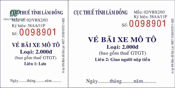 Những Mẫu Vé Gửi Xe Đẹp, Chất Lượng