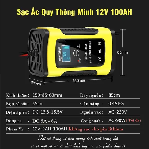 Thông Số Kỹ Thuật Sạc Bình Ắc Quy Foxsur 12v 100ah Cao Cấp