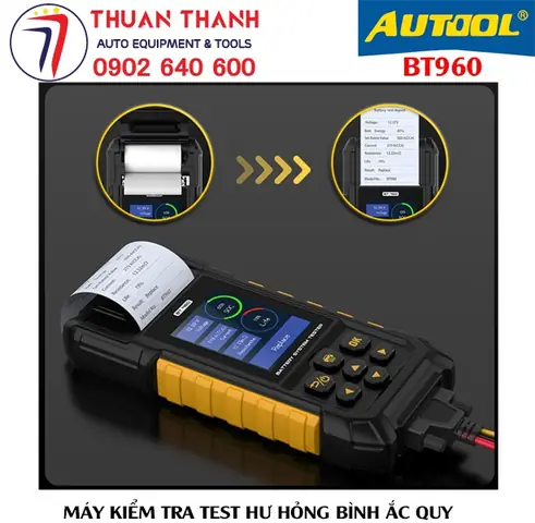 Máy Test Kiểm Tra Bình Ắc Quy Xe Ô Tô Đa Năng Có Máy In Nhiệt Autool Bt960