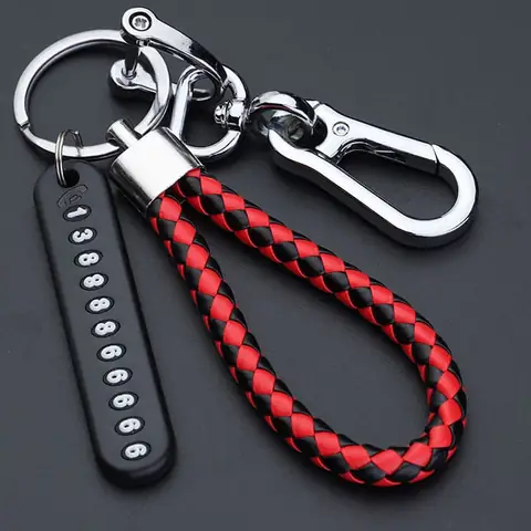 Móc Khóa Dây Da Cổ Điển Có Bảng Số Điện Thoại