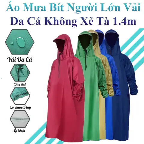 Áo Mưa Kín Người Họa Tiết Rằn Ri Vải Dù Cao Cấp 1.4m