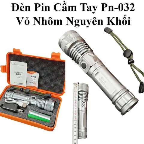 Đèn Pin Sạc Cầm Tay Pn-032 Siêu Sáng 20w 1000 Lumens Chiếu Xa 395m Vỏ Nhôm Nguyên Khối