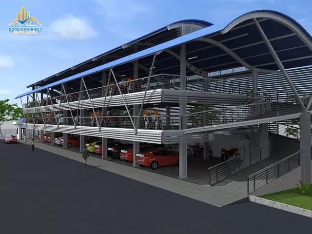 Nhà Để Xe Ô Tô Khung Thép Nhiều Tầng