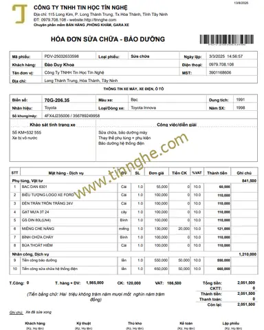 Phần Mềm Quản Lý Sửa Chữa Xe Ô Tô