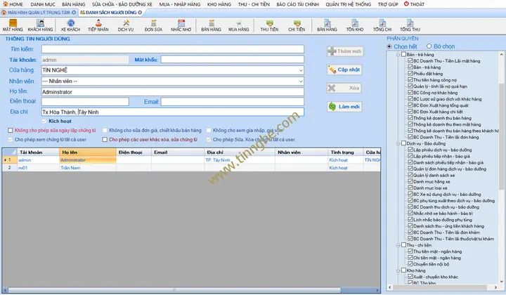 Phần Mềm Quản Lý Sửa Chữa Xe Ô Tô