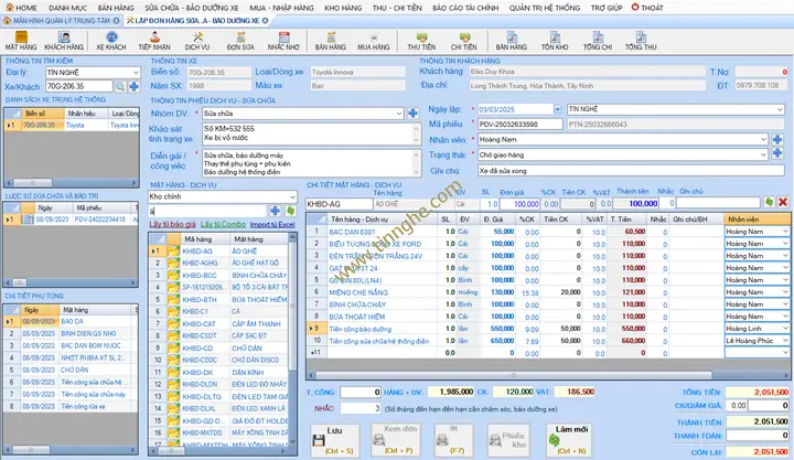 Phần Mềm Quản Lý Sửa Chữa Xe Ô Tô
