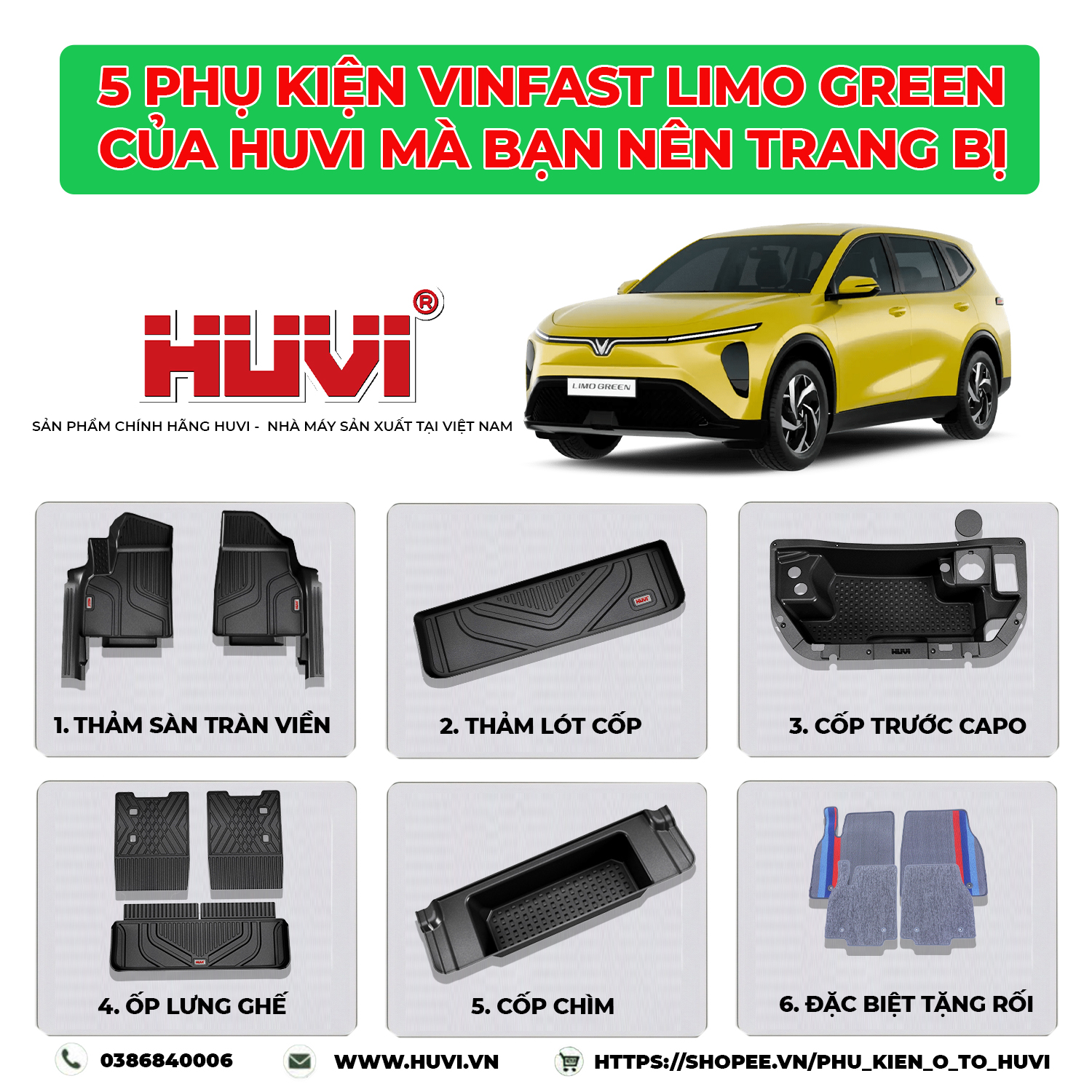Tổng hợp các loại phụ kiện VinFast Limo Green được ưa chuộng nhất hiện nay