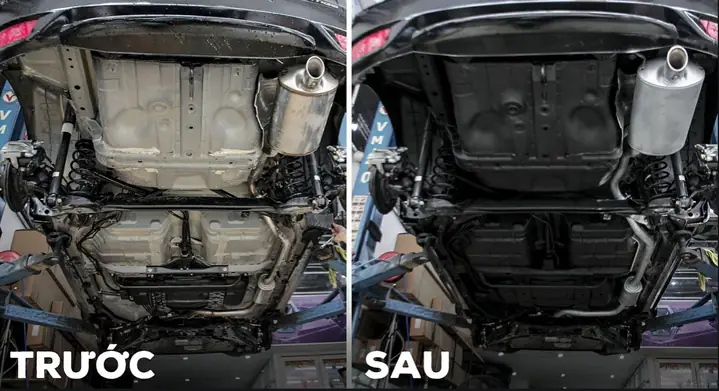 Trước Và Sau Khi Được Sơn Phủ Gầm Xe Ô Tô