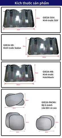 Tấm Chắn Nắng Tráng Bạc Cách Nhiệt Cho Xe Ô Tô Gxe26 (đủ Phiên Bản Kính Trước, Sau, Cửa Bên)