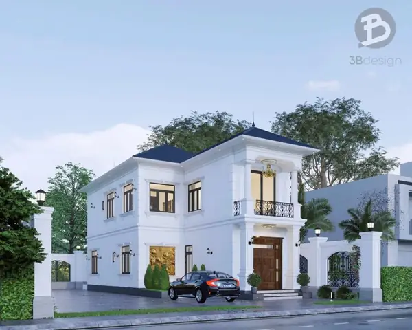 Thiết Kế Nhà 2 Tầng 7.5x20m Tân Cổ Điển Thiết Kế Nhà 2 Tầng 7.5x20m Tân Cổ Điển