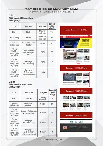 Dưới Đây Là Bảng Giá Quảng Cáo Tạp Chí Ô Tô Xe Máy Việt Nam 2025