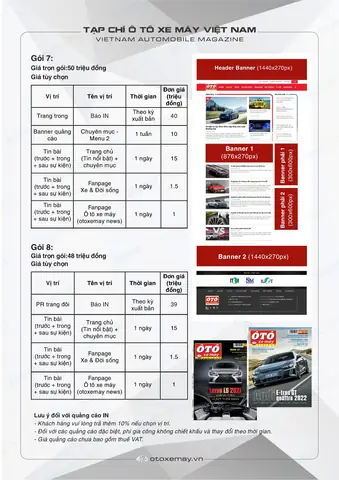 Dưới Đây Là Bảng Giá Quảng Cáo Tạp Chí Ô Tô Xe Máy Việt Nam 2025