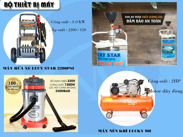 Chi Tiết Trọn Bộ Thiết Bị Chăm Sóc Và Rửa Xe Ô Tô 20-50 Xe/ngày