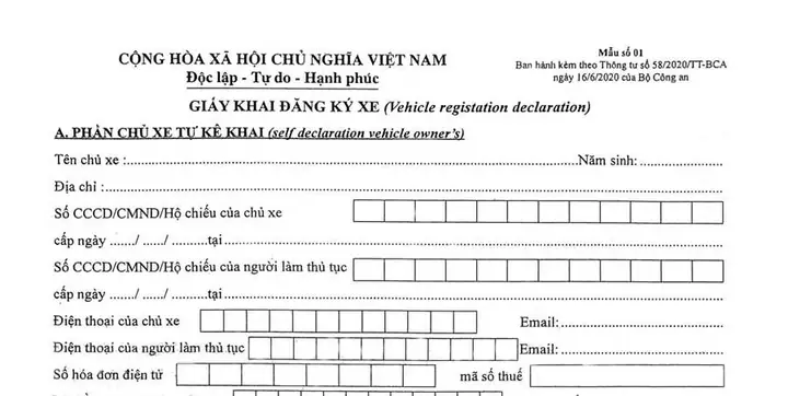 Hướng Dẫn Kê Khai Tờ Khai Thuế Đăng Ký Xe Ô Tô Chi Tiết Nhất