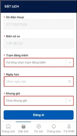 Hướng Dẫn Đặt Lịch Đăng Kiểm Online
