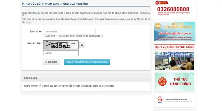 Trên Website Csgt Tphcm