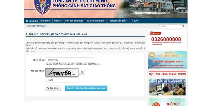 Trên Website Csgt Tphcm