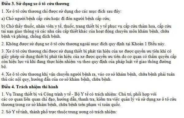 Quy Định Tiêu Chuẩn Trang Thiết Bị Trên Xe Ô Tô Cứu Thương