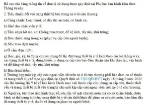 Quy Định Tiêu Chuẩn Trang Thiết Bị Trên Xe Ô Tô Cứu Thương