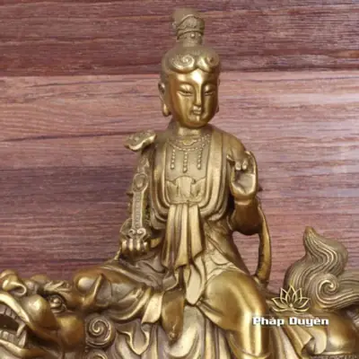 Alternative View Of Tượng Văn Thù Bồ Tát Bằng Đồng, Để Xe Hơi, Để Bàn Làm Việc, Cao 17cm
