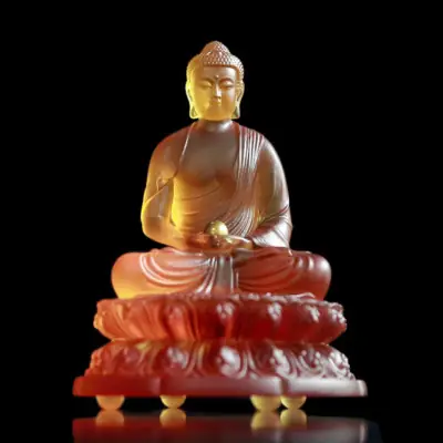 Tượng Đức Phật Thích Ca Mâu Ni Bằng Lưu Ly, Cao 12cm