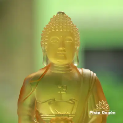 Alternative View Of Tượng Phật A Di Đà Bằng Lưu Ly Màu Vàng, Để Xe Hơi, Để Bàn Làm Việc, Cao 15cm