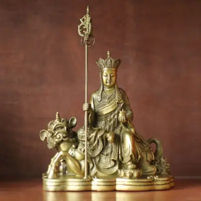 Tượng Bồ Tát Địa Tạng Bằng Đồng, Để Xe Hơi, Để Bàn Làm Việc, Cao 17cm