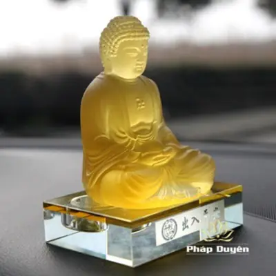 Alternative View Of Tượng Bổn Sư Thích Ca Bằng Lưu Ly Vàng Hổ Phách, Cao 11.7cm Để Xe Hơi (ô Tô), Để Bàn Làm Việc