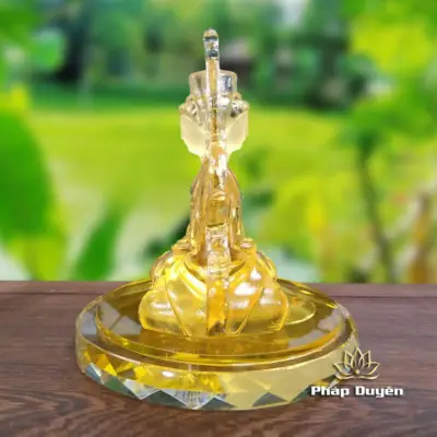 Alternative View Of Tượng Để Xe Phật Bà Quan Âm 2 Mặt, Mầu Vàng, Cao 12.4cm