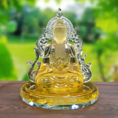 Tượng Để Xe Phật Bà Quan Âm 2 Mặt, Mầu Vàng, Cao 12.4cm